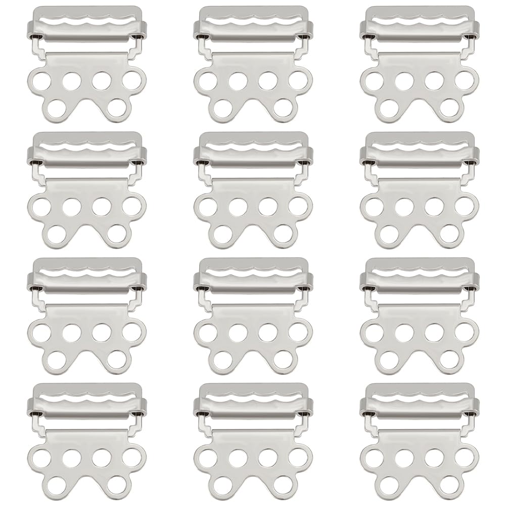 BENECREAT 12 Pcs Alloy Slider Buckles, 6-hole Tri-Glide Sliders with Gears, Strap Release Buckle for Corset Fixing