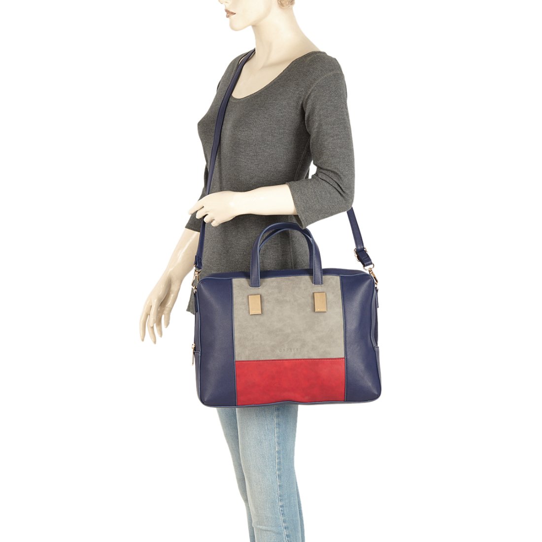 caprese shirine women's satchel (navy, grey and red) ()