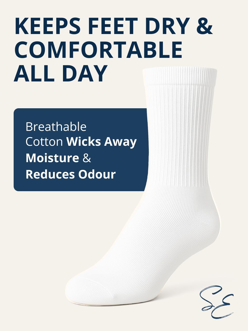 Special Essentials Diabetic Socks for Men & Women – 12 Pairs of Non-Binding Moisture-Wicking Neuropathy Socks – Crew Length