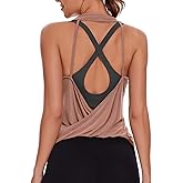 Womens Summer Open Back Yoga Tops Halter Backless Workout Tank Top Loose Fit Athletic Shirts Gym Activewear for Women