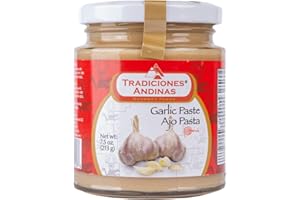 Tradiciones Andinas Ajo en Pasta Peruano 7.5 oz - Peruvian Garlic Paste Products, Glass Jar, Gourmet Food, Cooking, Producto del Peru, Pasta de Cocina, Ajos peruanos