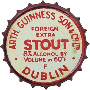 Guinness Vintage Aluminum Bottle Cap Sign (Red) - Metal Wall Decor