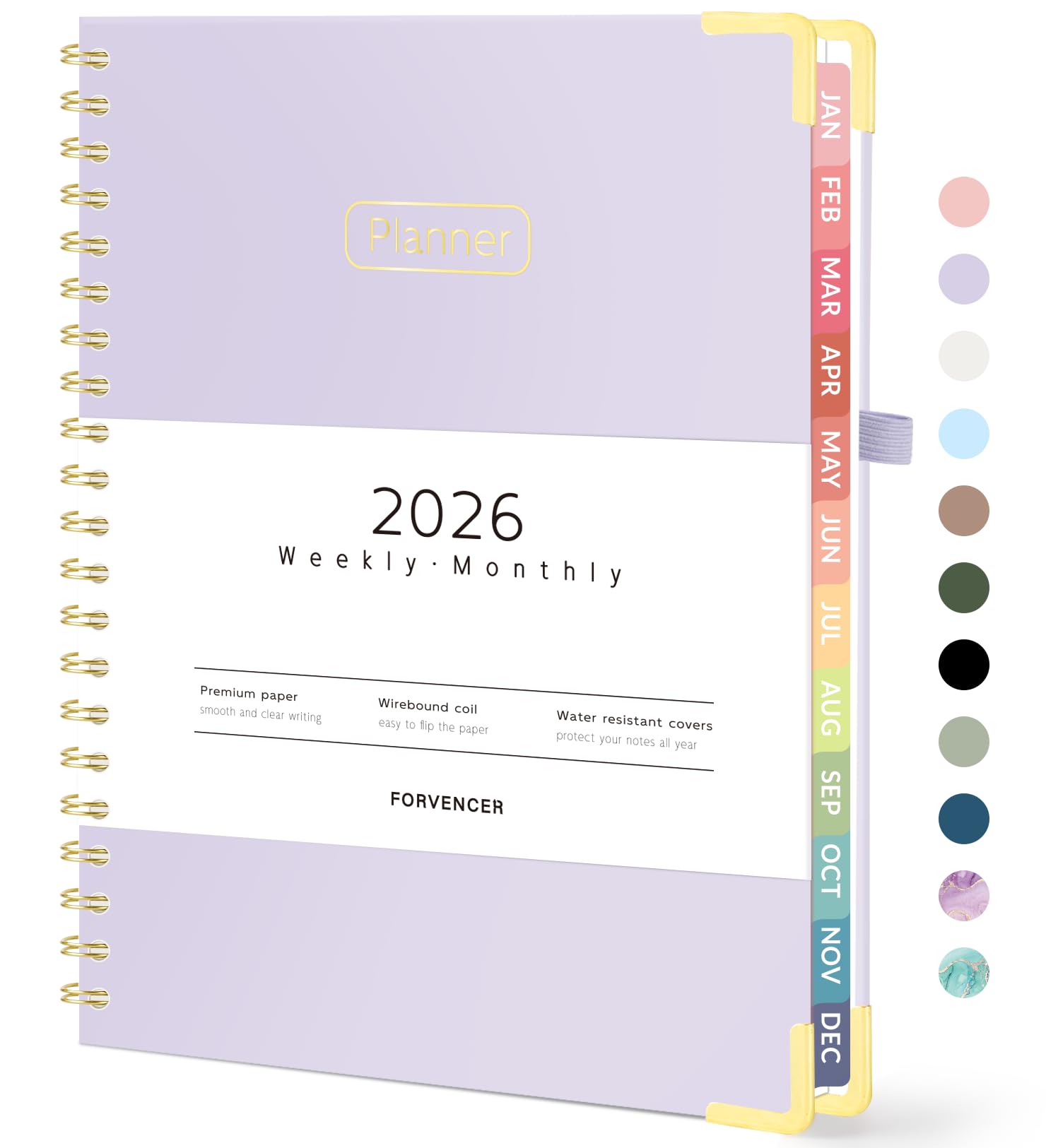 Photo 1 of Forvencer 2026 Planner, Hardcover Calendar Planner Weekly and Monthly, January 2026 - December 2026, 8.5" x 11", Spiral Agenda Book with Tabs, Exquisite Daily Journal with Inner Pocket, Organizer Notebook for Office Home School, A4 Size, Purple