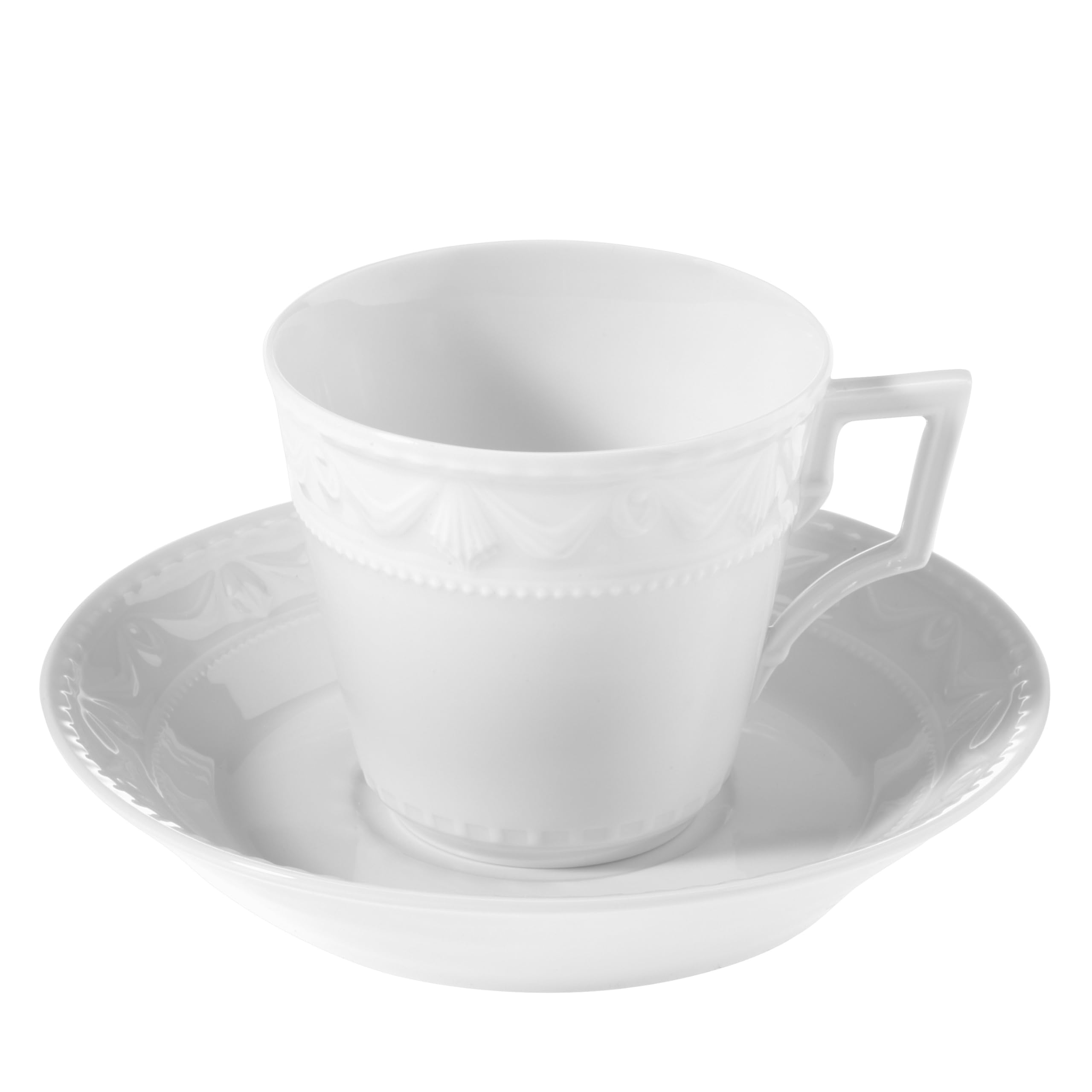 KPM Berlin Kurland Coffee Cup, Cup + Saucer, Porcelain, Cups with Saucers, Handmade, White