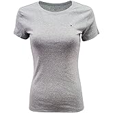 Tommy Hilfiger Womens Crewneck Solid Color Logo T-Shirt (Medium, Grey)