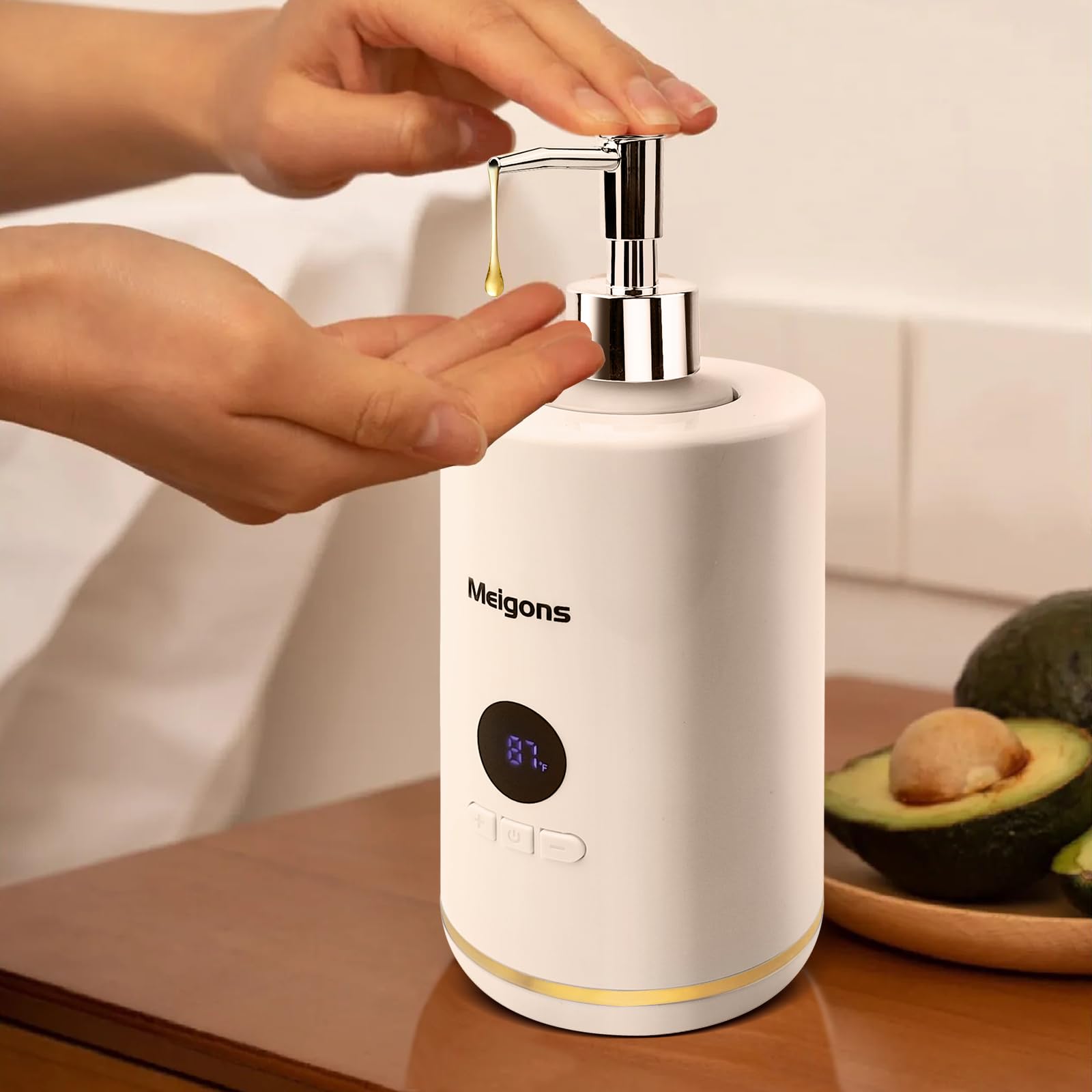 Oil Warmer for Massage, Massage Oil Warmer, Body Oils Heater for Spa, Salon and Barber Shops, with Two Oil Bottle Dispenser, Constant Temperature (White)