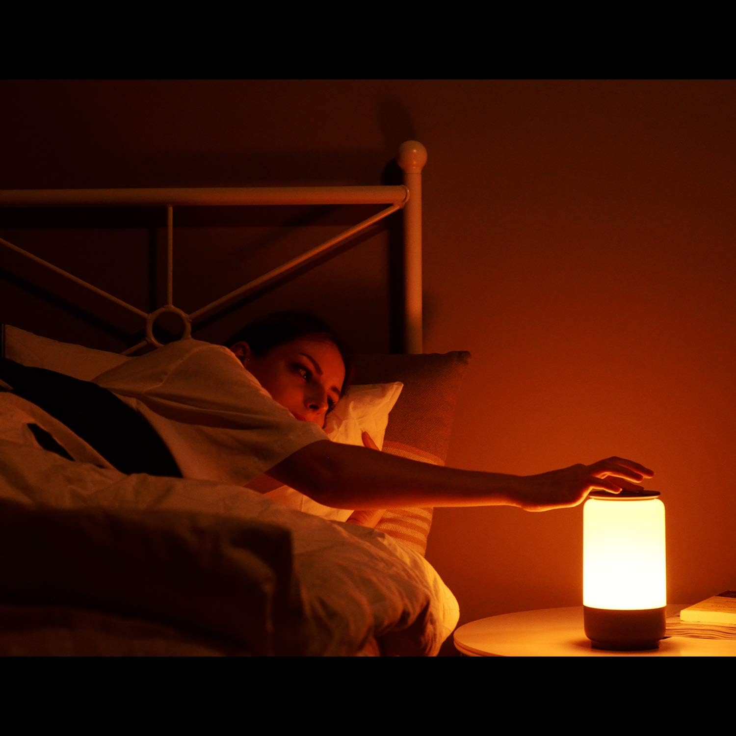LED Table Lamp, HUGOAI Bedside Lamp, Nightstand Lamps for Bedrooms with Dimmable Whites, Vibrant RGB Colors and Memory Function, No Flicker - Grey: Home Improvement