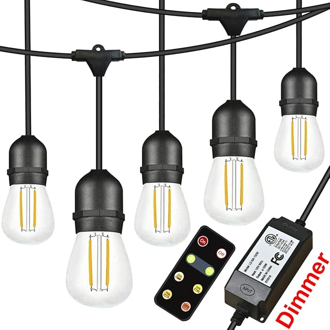 ANGROC 49Ft LED Outdoor Waterproof String Light,150W RF Wireless Remote
