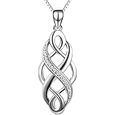 YFN Irish Celtic Knot Created Opal Pendant Necklace Sterling Silver Black Necklaces for Women Men 18"