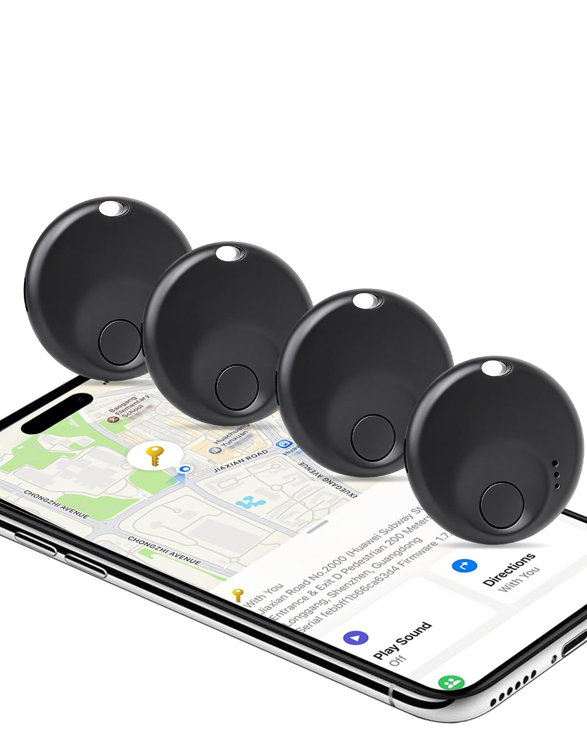Photo 1 of Air Tracker Tags-4 Pack, Bluetooth Keys Finder Luggage Tracker Compatible with Apple Find My APP, Item Locator for Luggage, Backpack, Suitcases, Black (iOS Only)