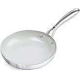 GreenLife Tri-Ply Stainless Steel Healthy Ceramic Nonstick, 8" Frying Pan Skillet, PFAS-Free, Multi Clad, Induction, Dishwasher Safe, Oven Safe, Silver
