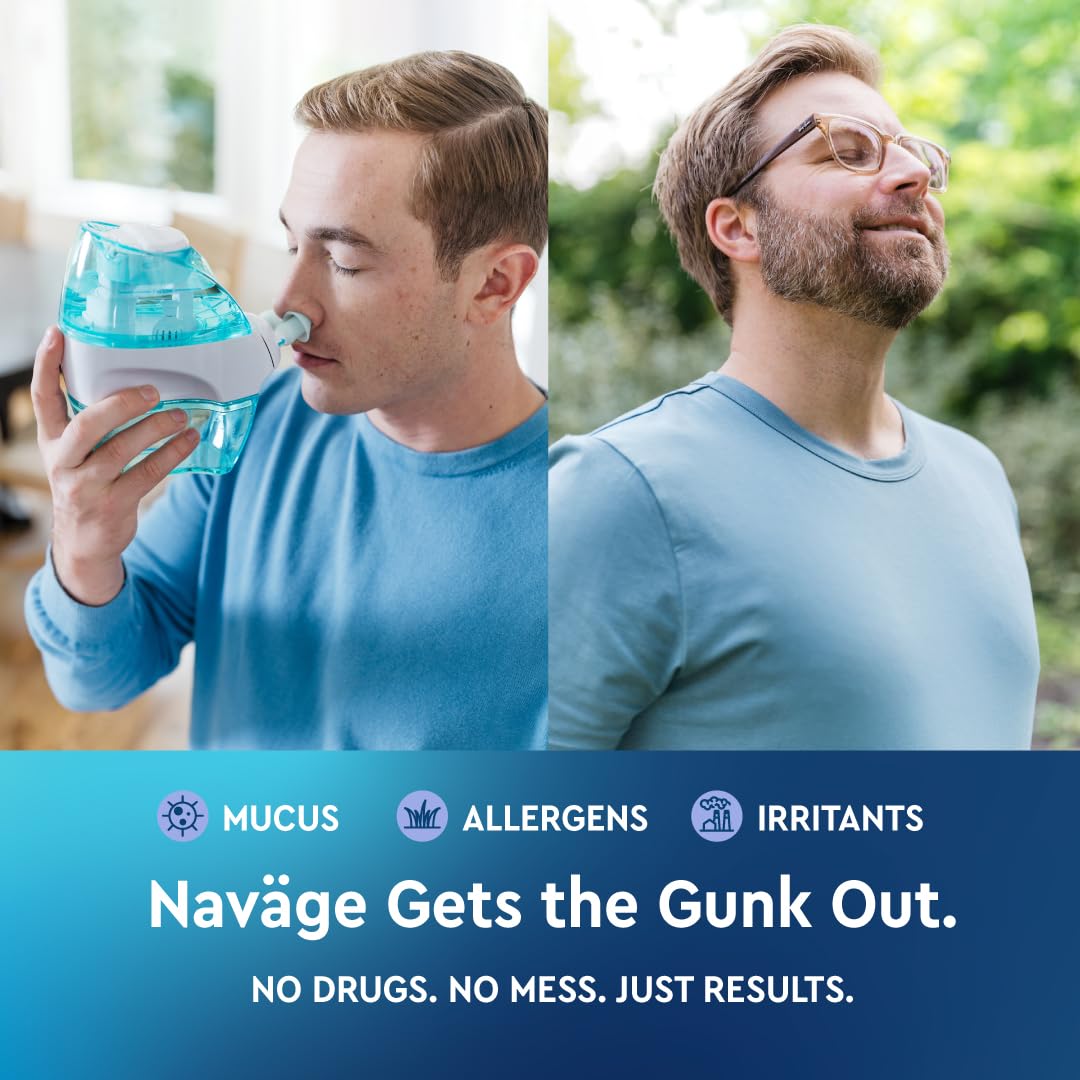 Navage Starter Bundle - Nasal Irrigation System - Saline Nasal Rinse Kit with 1 Navage Nose Cleaner and 30 Salt Pods