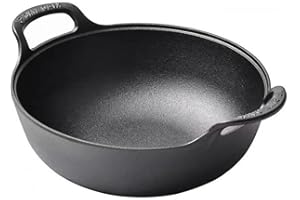 Cast Iron Cooking Wok with Wooden Lid for Family Gatherings and Special Events (A)
