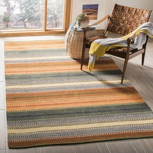 SAFAVIEH Striped Kilim Collection 5' x 8' Gold / Grey STK412A Handmade Flatweav…