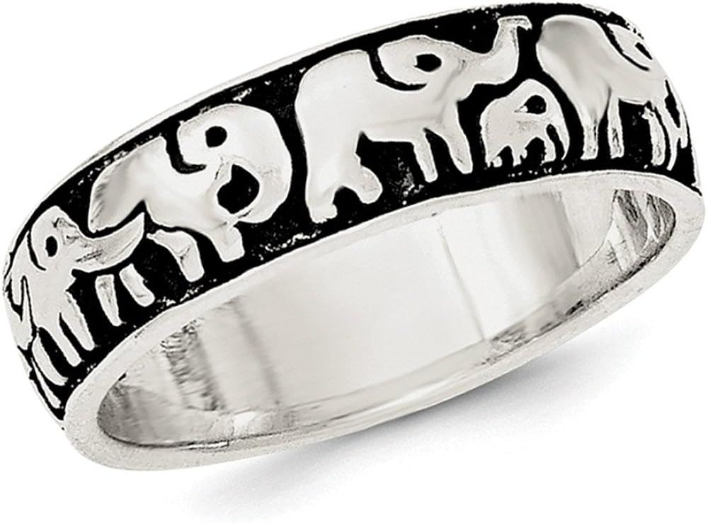 Amazon.com: Ladies Antiqued Elephants Ring in Sterling Silver: Jewelry
