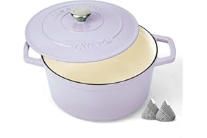 Ciwete Enameled Cast Iron Dutch Oven – 6 Quart Pot with Lid & Potholders – Heavy-Duty Cookware for Bread Baking, Braising, St