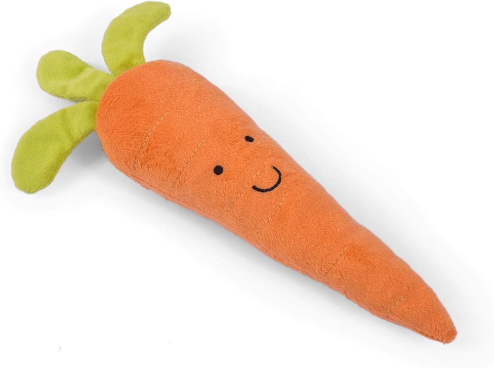 Petface Foodie Faces Fluffy Carrot Dog Toy with Squeaker