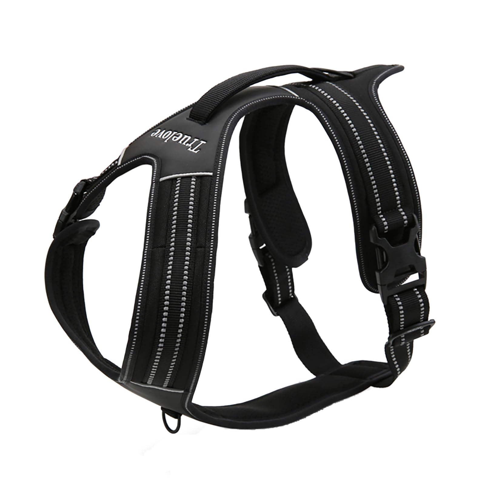 TRUE LOVE Truelove Dog Harness With Handle Soft Padded Pet Harness Vest,Reflective Material,Adventure Training,Strong Oxford Outer Layer for larger dogs TLH5551 (Black,L)