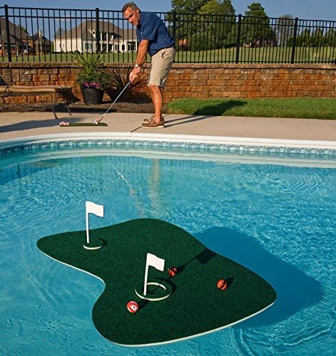Top Rated Best Selling Pool Patio Deck Water Golf Game Challenge With Floating Green Two Golf Cups Golf Balls More- Great Poolside Fun For Kids Adults Seniors- Hone Your Skills Challenge Your Friends