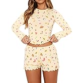 Dressmine Women Cute Pajamas Set 2 Piece Sets Casual Y2k Long Sleeve Tops Sleepwear 2026 Spring PJ Shorts Sets Clothes