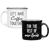 YHRJWN Couples Gifts, Let's Have Coffee Together For The Rest Of Our Lives Mug, Engagement Gifts for Couples, Anniversary Wedding Presents for Him Her, 15Oz