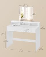 VASAGLE Dressing Table Makeup Table with Large Mirror 2 Drawers White RDT113W01 view 5