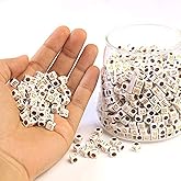 DAHI 1000Pcs Square Acrylic Gold Alphabet Beads A-Z 6 * 6mm Cube Letters Beads for Bracelets Necklaces Jewelry Making(Gold White)