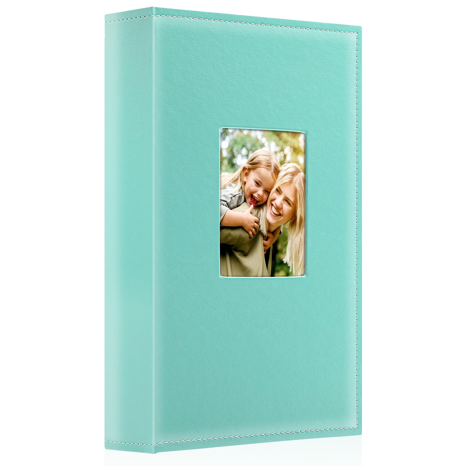 Ywlake Traditional Leather Photo Album, 10 x 15 cm, 300 Horizontal Pockets for Weddings, Family, Teal