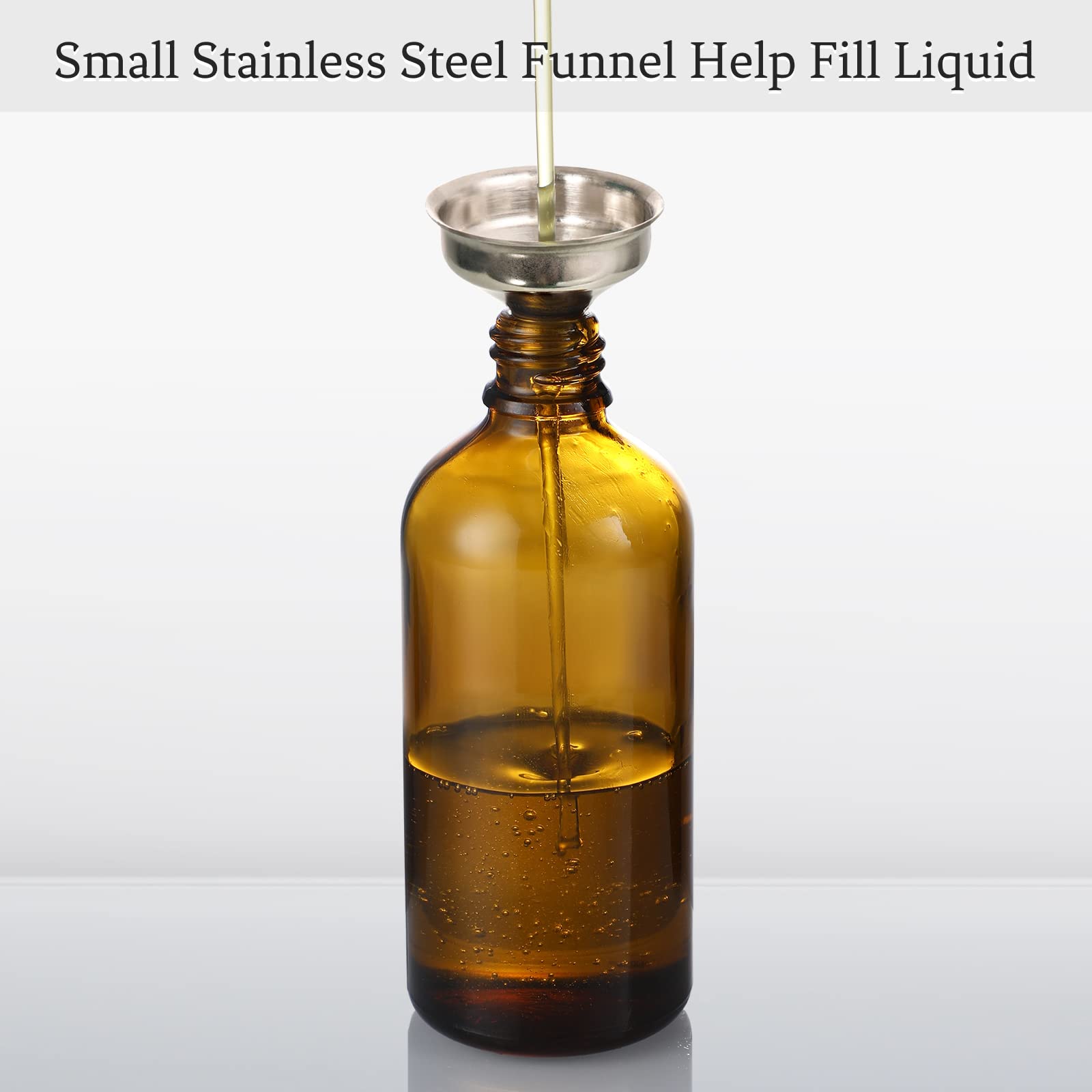 AOZITA 4 Pack, 4 oz Dropper Bottles with 1 Funnel & 4 Labels - Essential Oils Bottles for Health, Personal Care & Beauty - 120ml Thick Dark Amber Glass Tincture Bottles with Eye Droppers, Leakproof