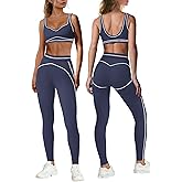 Nirovien Womens 2 Piece Workout Sets Athletic Yoga Sets Gym Outfits Butt Lifting Leggings and Sports Bra