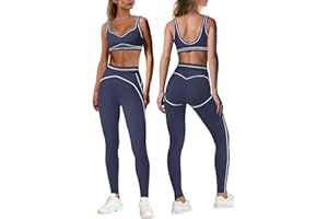 Nirovien Womens 2 Piece Workout Sets Athletic Yoga Outfits Sports Bra and Butt Lifting Leggings Gym Sets