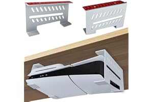 Under Desk Mount for PS5 Slim/PS5, Chanvoo Aluminum Under Desk Holder Compatible with PlayStation 5 Slim/PS5 Disc & Digital Console No Drill (White)