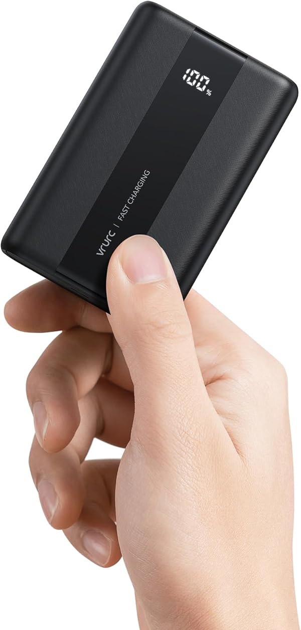 VRURC Power Bank 20000mAh – Kleiner & tragbarer externer Akku mit 22,5W QC & PD 3.0 Schnellladen, USB-C, 6 Ports & LED-Anzeige, CE-zertifizierte Powerbank für iPhone, Samsung, Huawei, iPad & Reisen