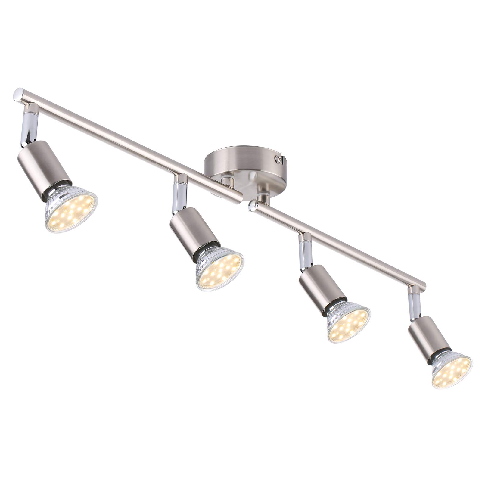 Tomshin-e Ceiling Light Fittings 4 Way Ceiling Spotlight Rotatable Swiveling Lamp, LED Ceiling Spotlight for Kitchen, Living Room, Bedrooms, Lounge