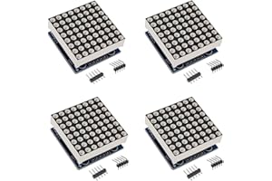 Haldzemo MAX7219 8x8 Dot Matrix LED Display Module 5V MCU Control LED Dot Matrix for Arduino Raspberry Pi (Blue, 4 Pack)