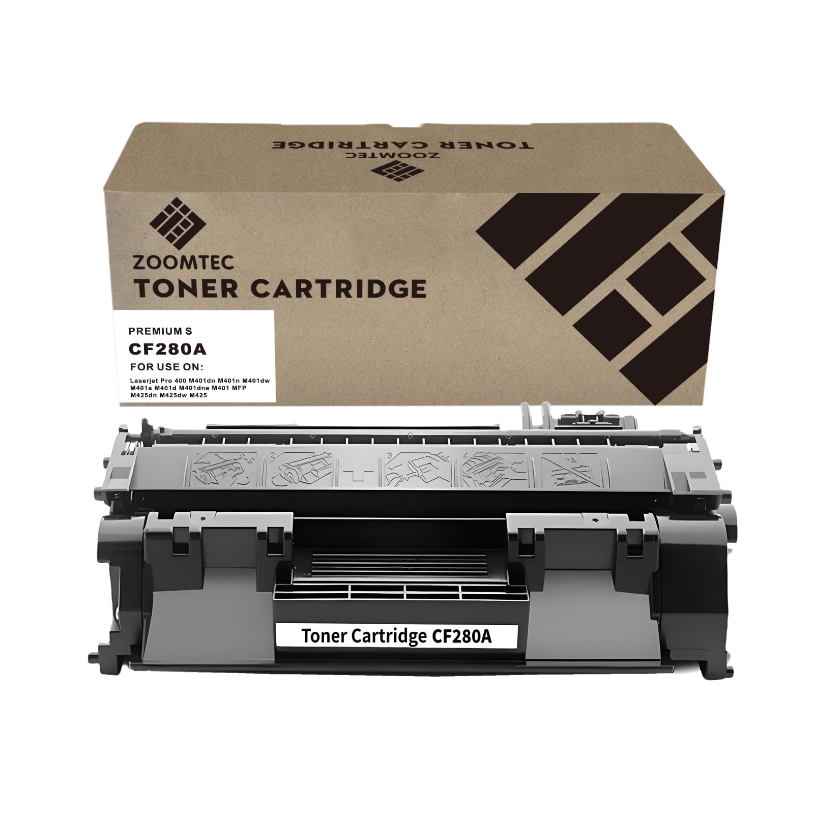 ZOOMTEC Compatible for HP CF280A 80A Toner Cartridge for HP Laserjet Pro 400 M401dn/425dw/425dn/M401a/M401d/M401dne/M401dw/M401n Printers (1 Black)