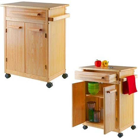Efd Rolling Kitchen Island Cart With Towel Holder Drawer And