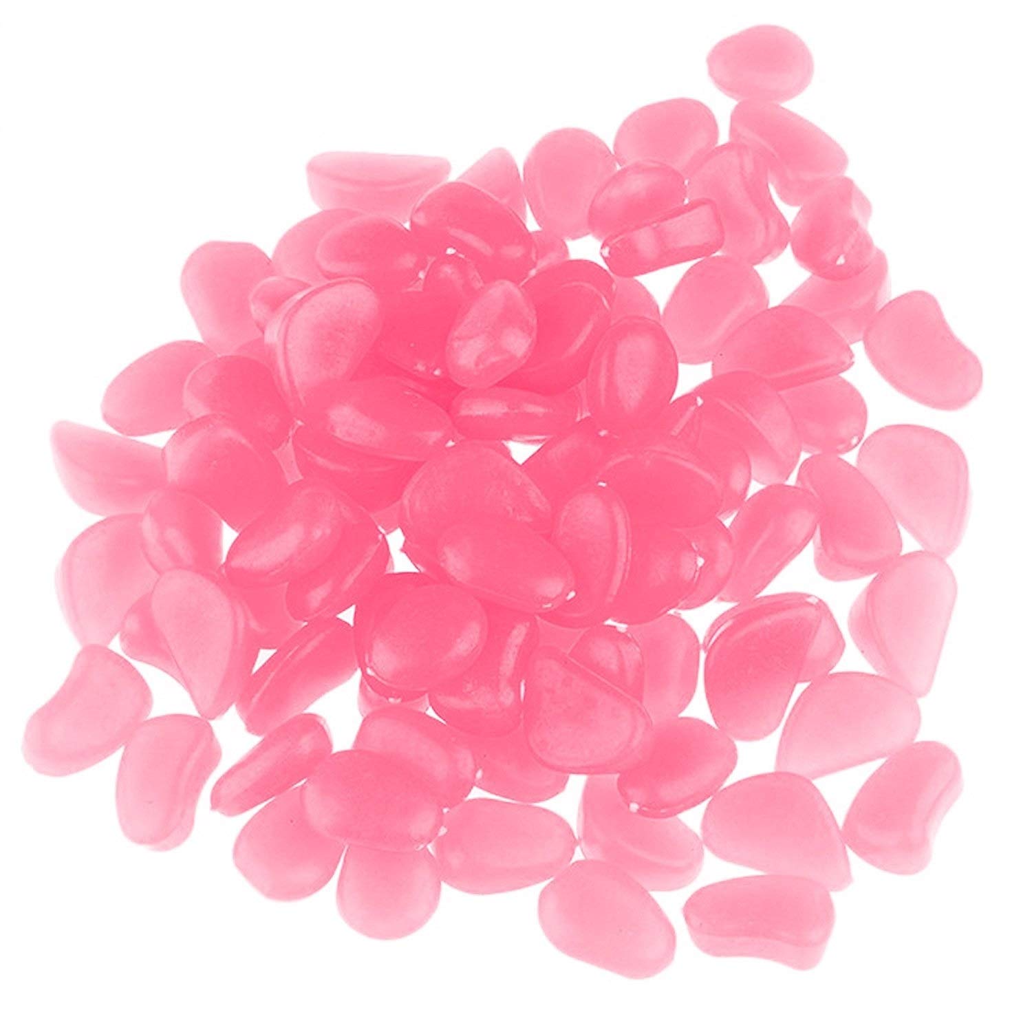 chic style 500 Pcs Glow in The Dark Garden Stones Pebbles, Gardening Luminous Glow Stones Outdoor Decor Glowing Water Fish Tank Gravel (Pink)