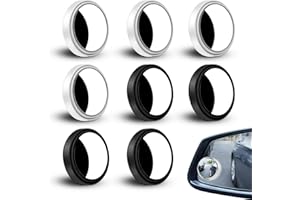 Huakaile 8 Pieces HD Glass Blind Spot Mirror, 2" Round 360° Adjustable Side Mirror Blindspot with Frame, Self-Adhesive Blinds