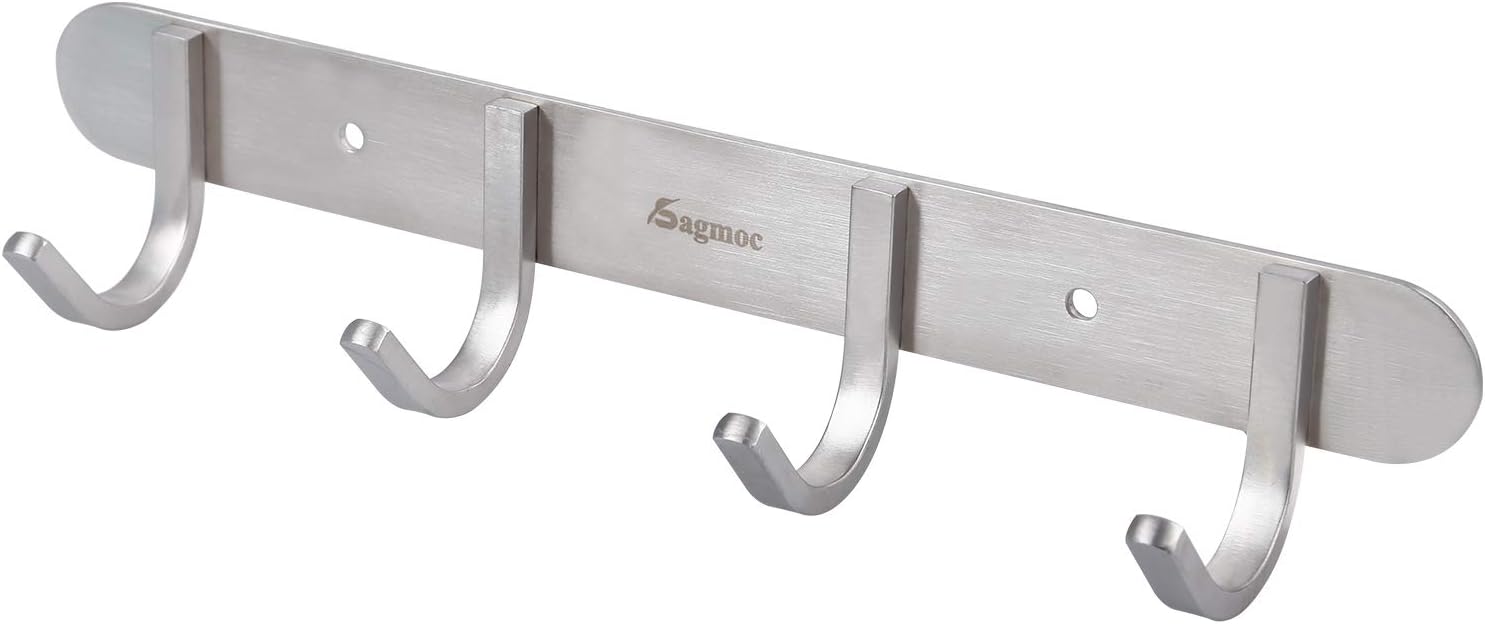 Coat Hook Rack Brushed Nickel Sagmoc 11Inch Coat&Towel Hook Rail