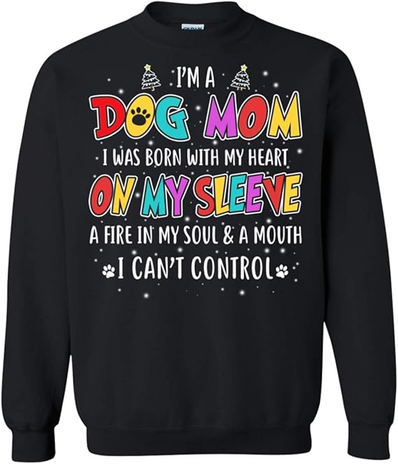 PrintedHub Suéter divertido con texto en inglés "I'm A Dog Mom for