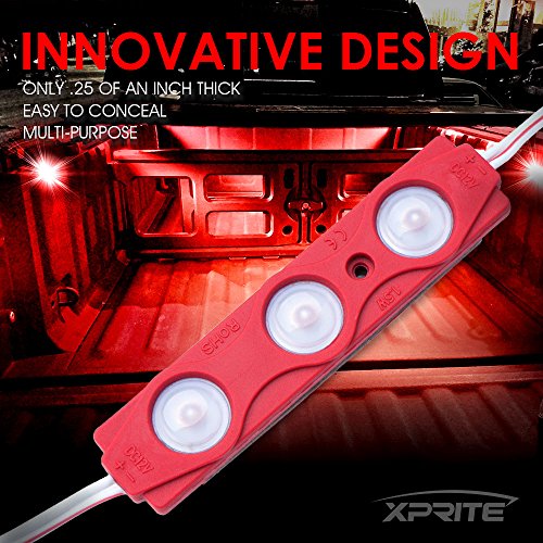 Xprite Red LED Truck Bed Light Kits Rock Lights with On/Off Switch, for