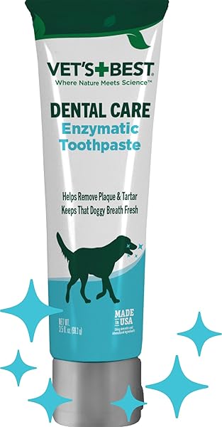 VET’S BEST ENZYMATIC DOG TOOTHPASTE – VET FORMULATED DENTAL GEL FOR TEETH CLEANING, FRESH BREATH, TARTAR CONTROL, PLAQUE REMOVER & ORAL HYGIENE FOR DOGS, 3.5 OZ