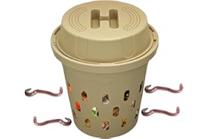 In-Ground Worm Composter Bin - Underground Vermicomposting System, 27.4cm Tall PP Nutrient Digester + Ventilated Secure Lid, 