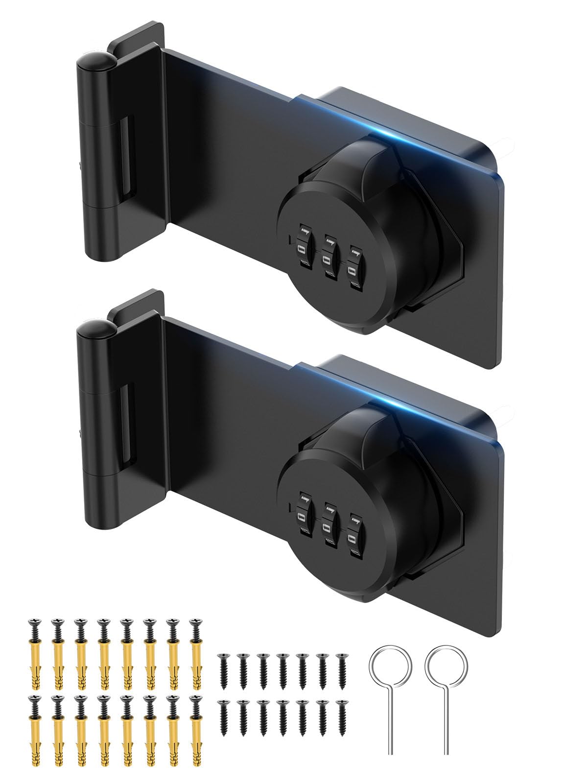 MeBantoo Cabinet Password Hasp Locks, 90 Degree Barn Door Lock, Household Security Combination Latch Lock for Locker, Fence, Bathroom, Outdoor, Garden (Black -2PCS)
