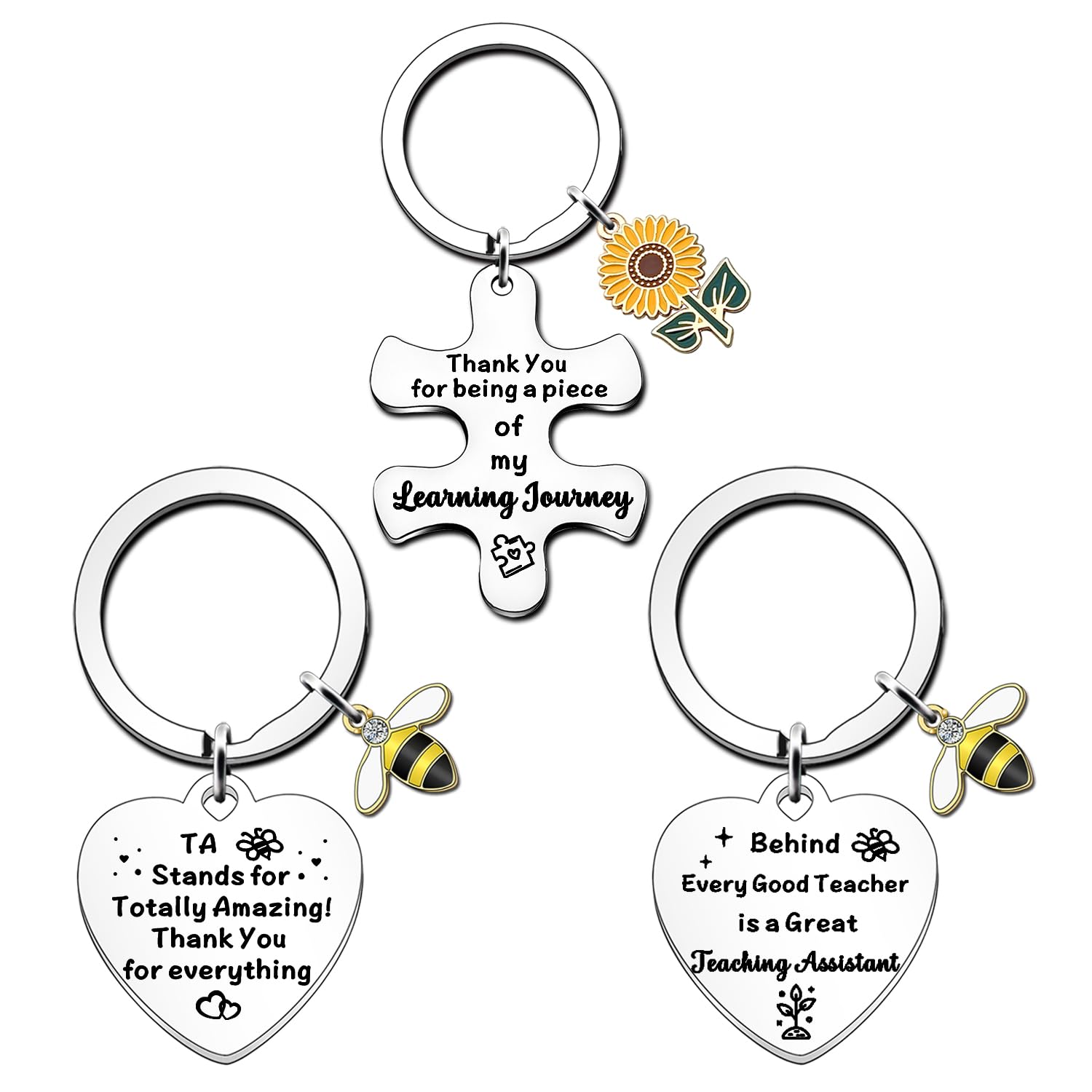 FMCC TA Gifts -Thank You Teaching Assistant Gifts for Women Men Teacher Assistant Gifts Keyring 3PCS