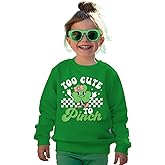 KEKEMI Toddler Baby Girl St Patricks Day Sweatshirt Too Cute To Pinch Shamrock Outfit Lucky Clover Long Sleeve Irish Shirt