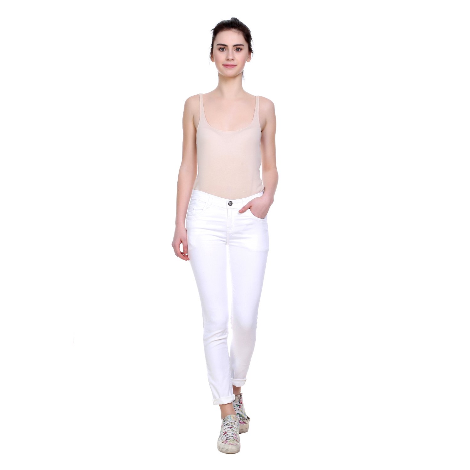 pantoff women's slim fit white jeans