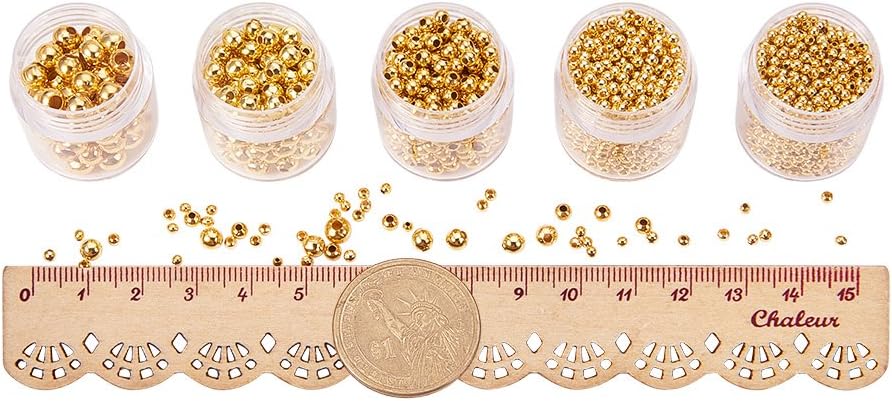 PH PandaHall 2355pcs Round Gold Iron Spacer Beads, 2-5mm, Perfect for Jewellery Making, Klein - Image 5