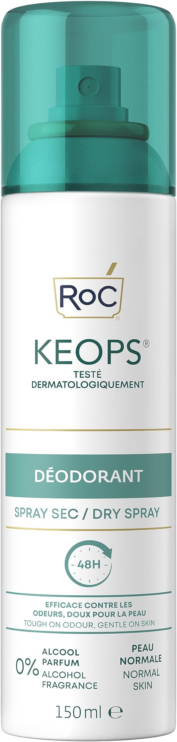 RoC KEOPS Deodorant Spray Dry 150 ml Alcohol Free Fragrance Free 48H